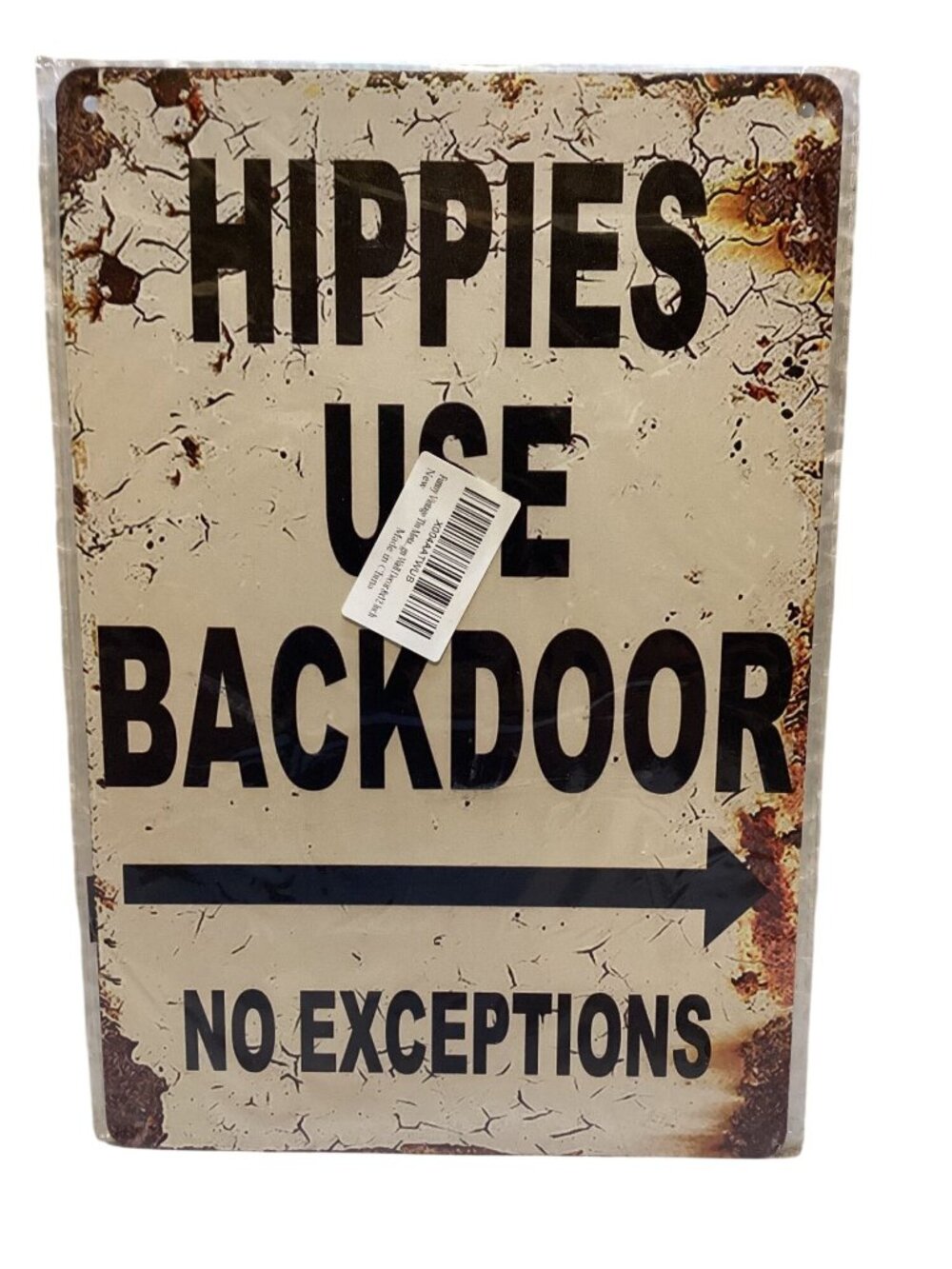 Hippies Use Backdoor 12X8 Golden Era Retro Distressed Tin Sign Mult Color NEW